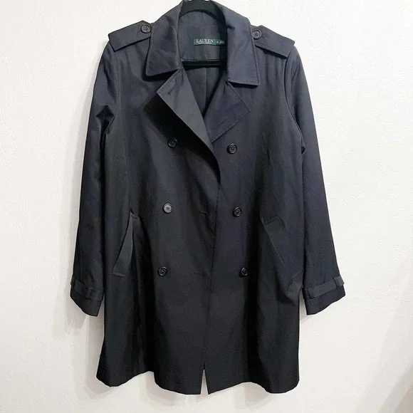 LAUREN Ralph Lauren Navy Jacket Pea Cotton Polyester Coat XL - Picture 1 of 6